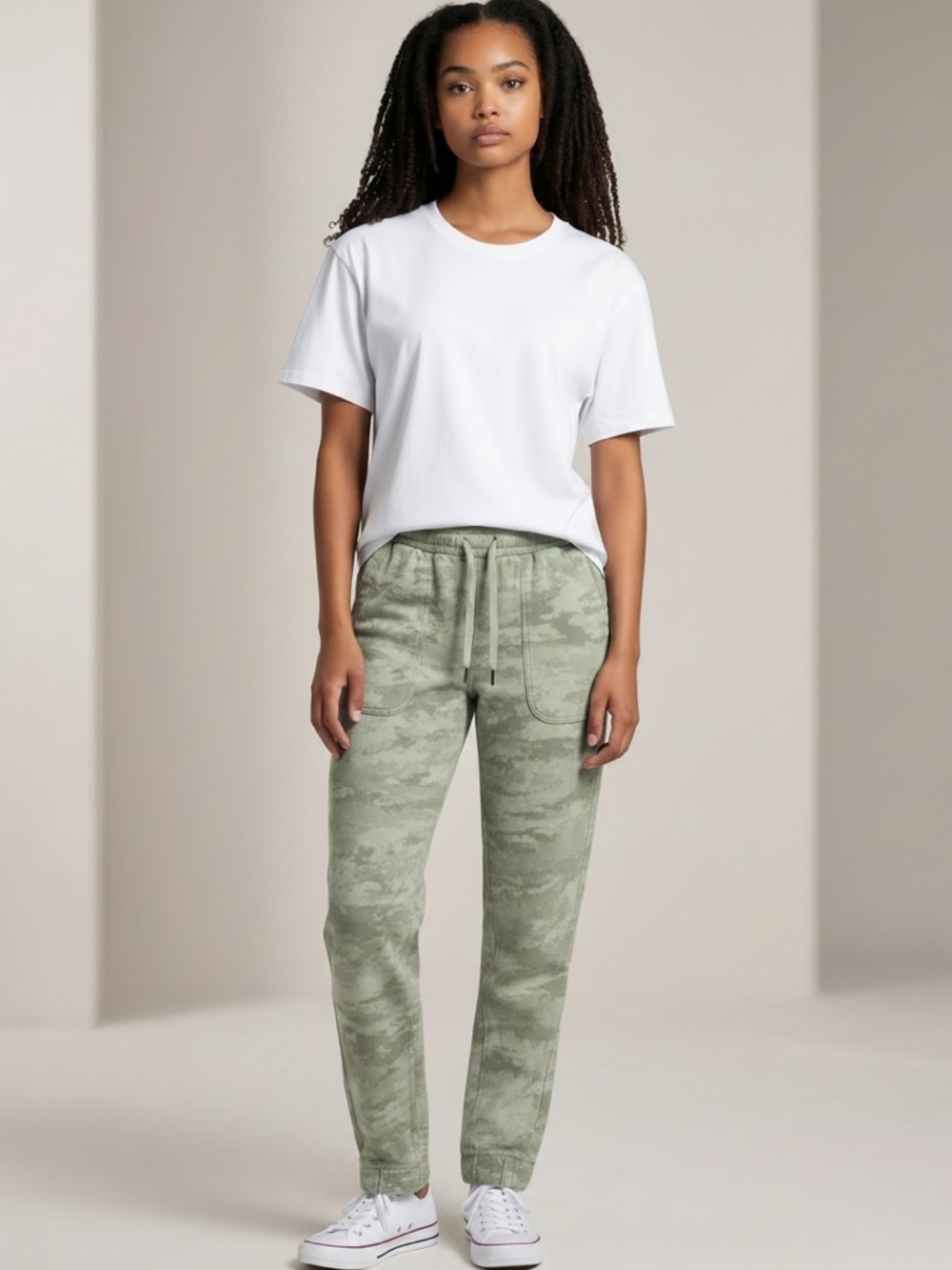 Athleta Farallon Jogger Pants Medium Sage Tie Dye Cotton Stretch Athleisure